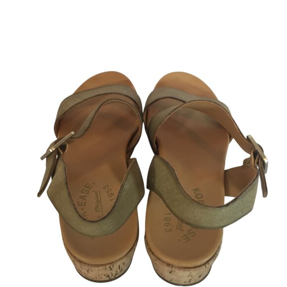 Kork-Ease Wedge Sandals Womens 7M Tan Leather With Cork Sole & Adjustable Buckle - Picture 5 of 10